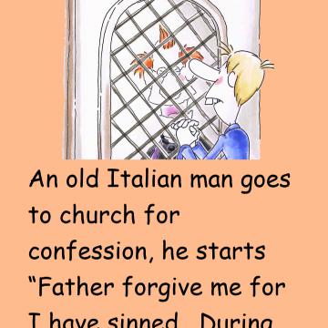 An Old Italian Man Goes To Church For Confession