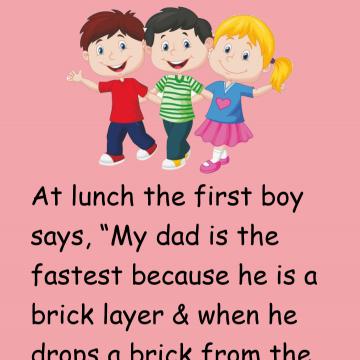 Three Kids Are Arguing About Who's Dad Is The Fastest.